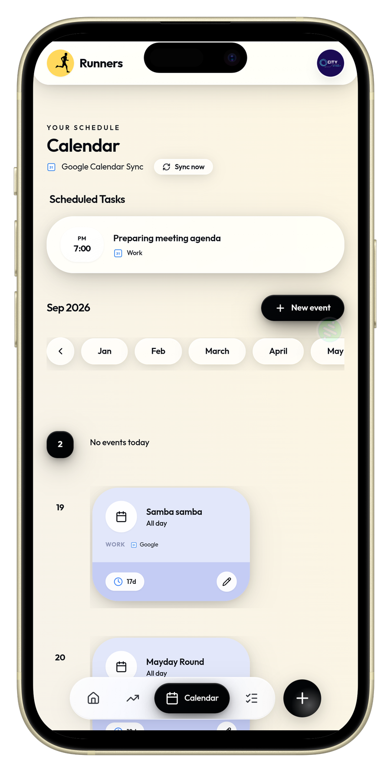 Calendar view - Schedule and sync