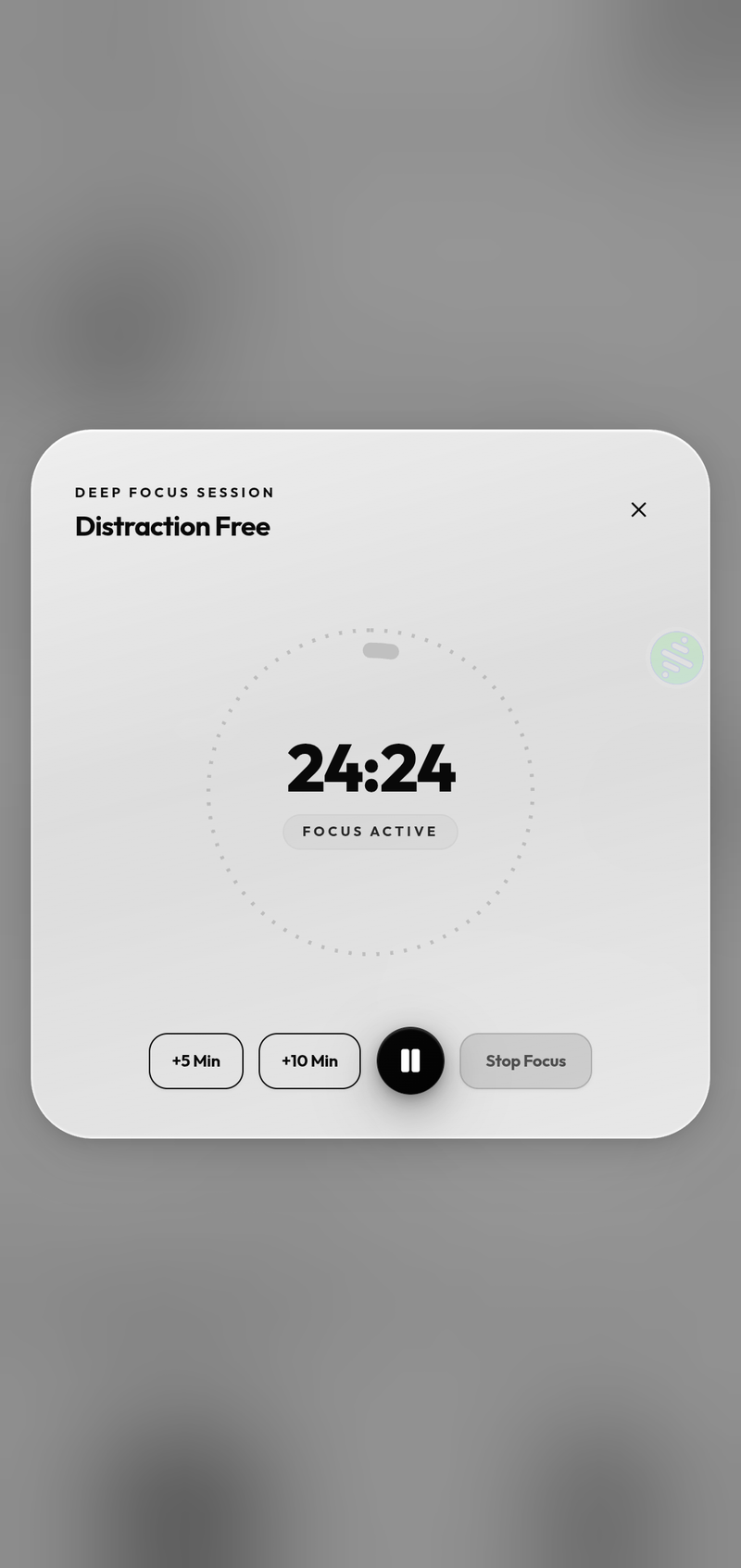 Deep focus timer with grayscale mode